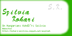 szilvia kohari business card